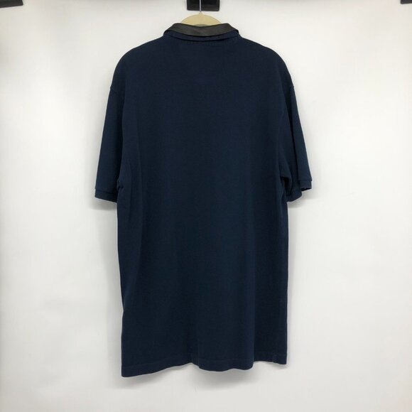 Gucci Men's Leather Collar Midnight Navy Short Sleeve Polo T- Shirt size L - Picture 2 of 16